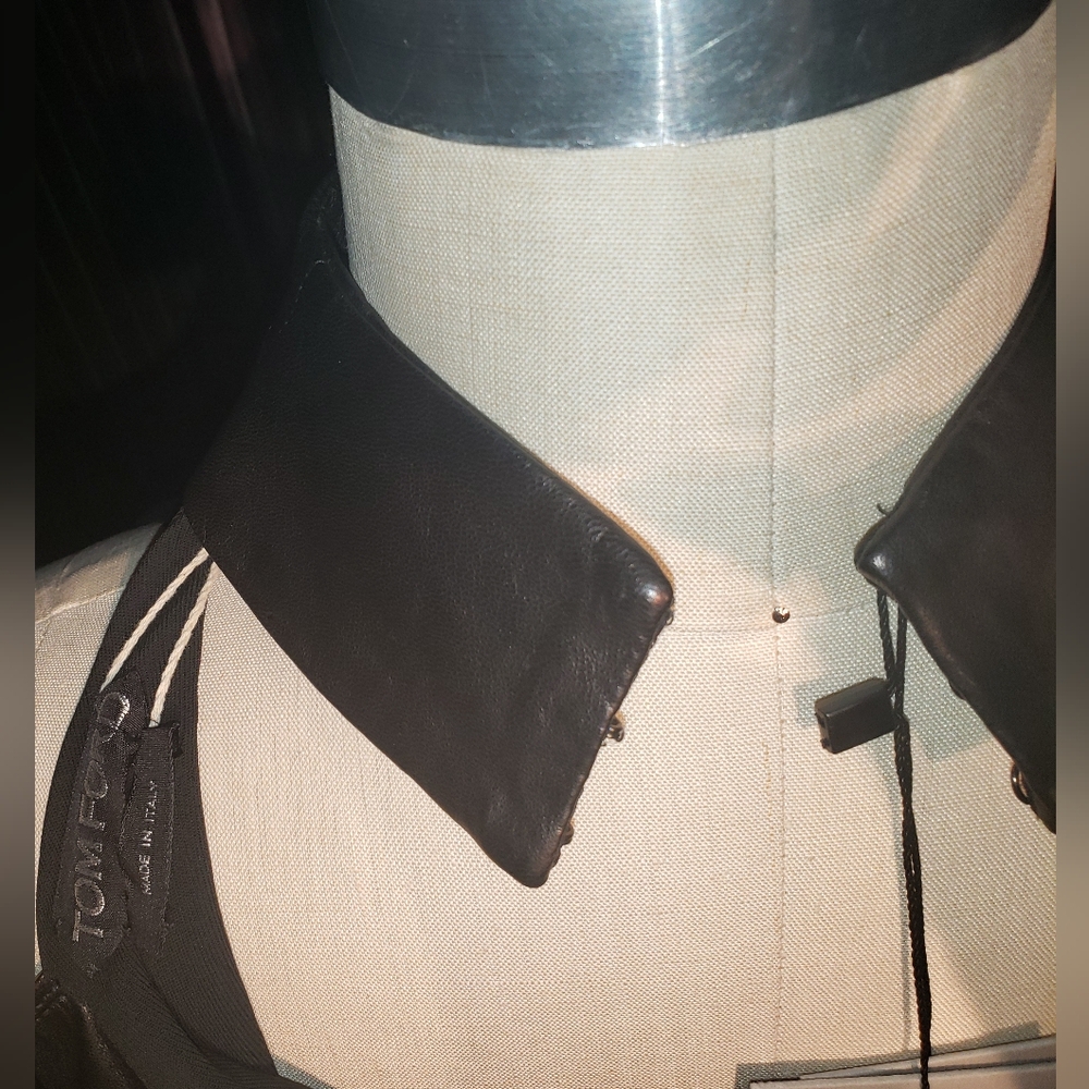 Tom Ford  Gucci 100% viscose 100% lambskin leather Black razor tank top  Bow 40 - Picture 13 of 16